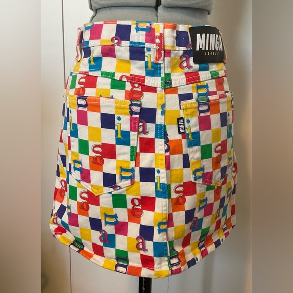 minga london rainbow check button front mini skirt size us 2 - Picture 2 of 3